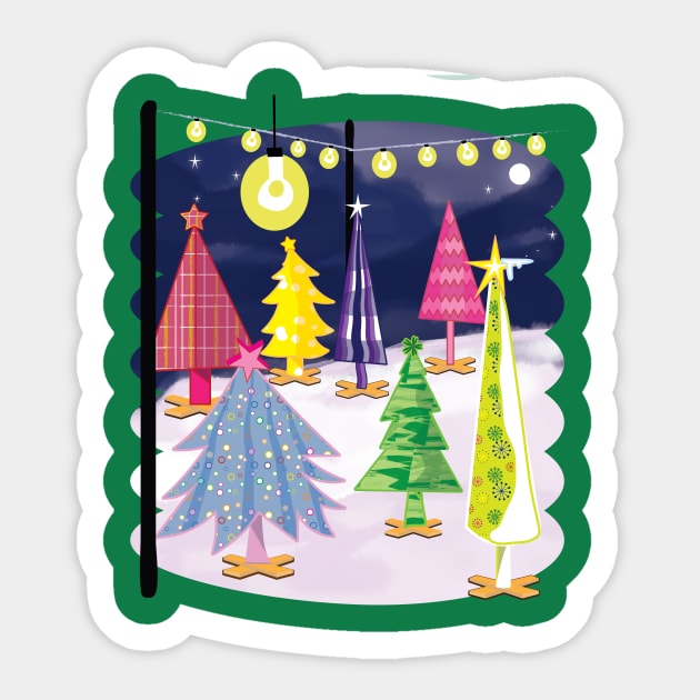 Midcentury Christmas Trees Sticker by BeebusMarble